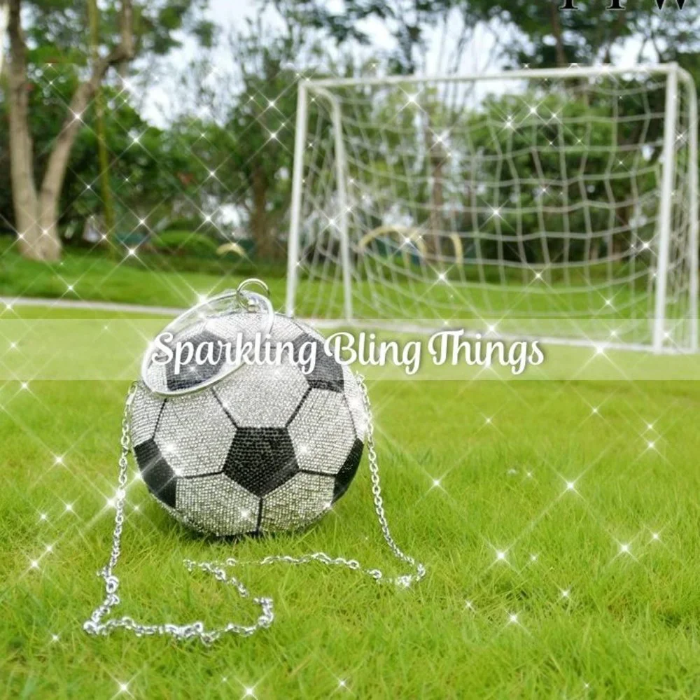NEW BLING SWAROVSKI CRYSTAL RHINESTONE SOCCER CLUTCH HANDBAG PURSE +… - Picture 3 of 15